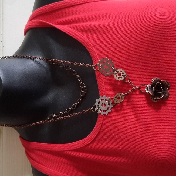 Source Unknown Jewelry - Steampunk Rose and Gears Double Strand Necklace Awesome look